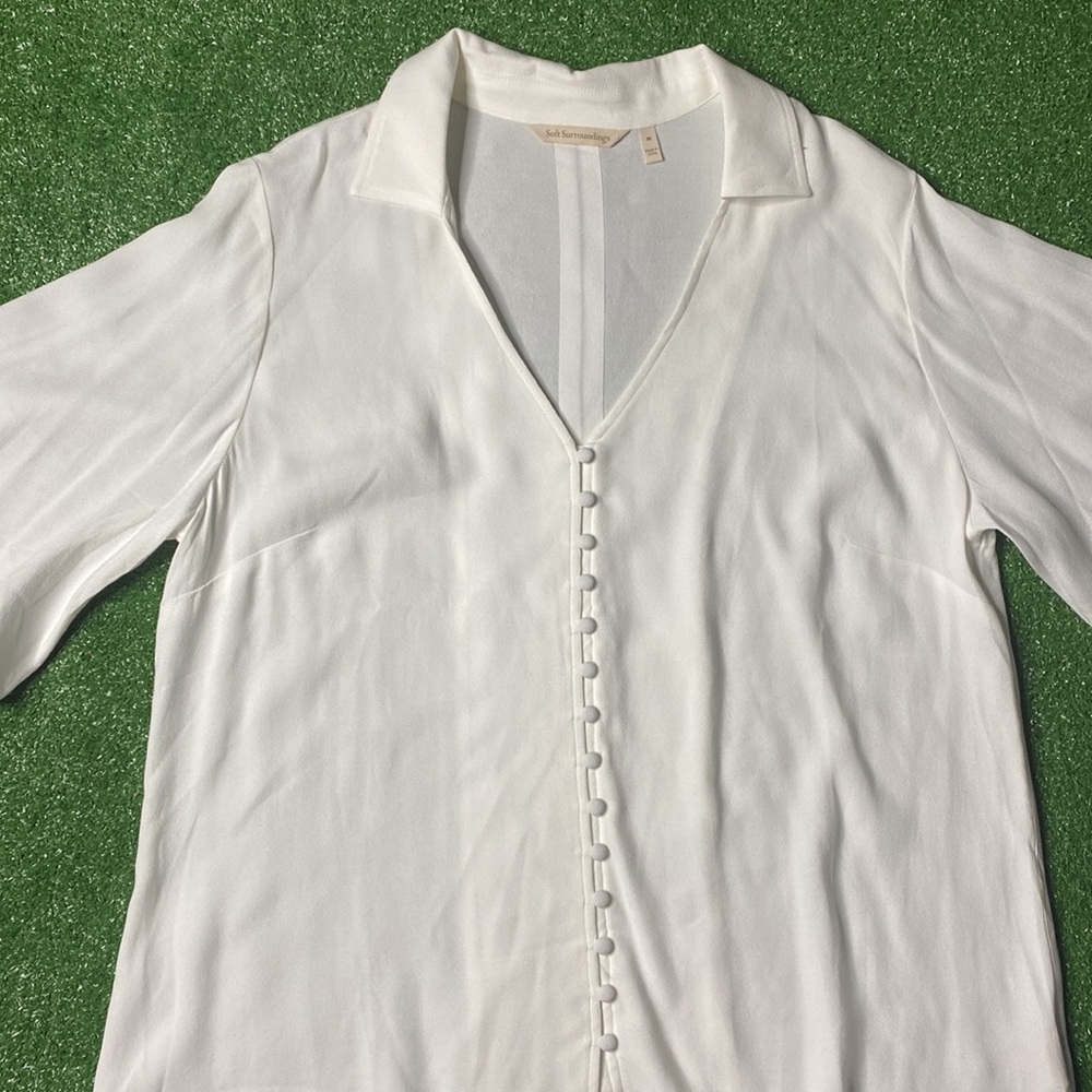 Soft Surroundings White Collared Button Down Shir… - image 3